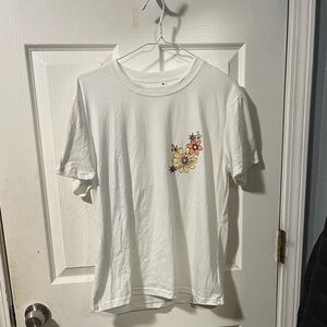 White Tshirt with Flower Details